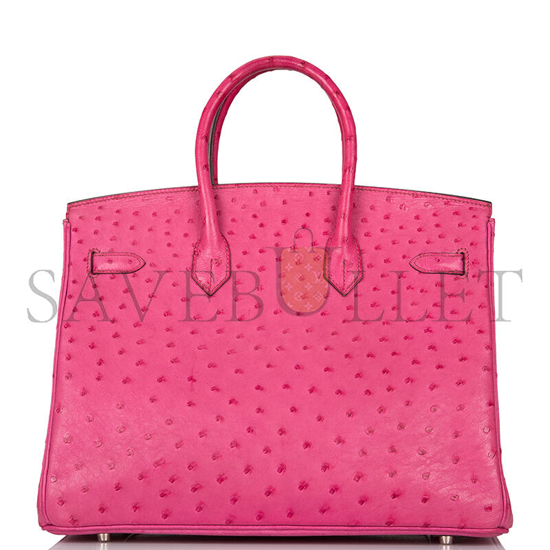 H**me5 master birkin 35 ostrich fuchsia palladium hardware (35*25*18cm)